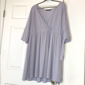 Plus tie sleeve wrap smock dress